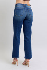 Full Size Side Seam Detail Straight Jeans with Pockets