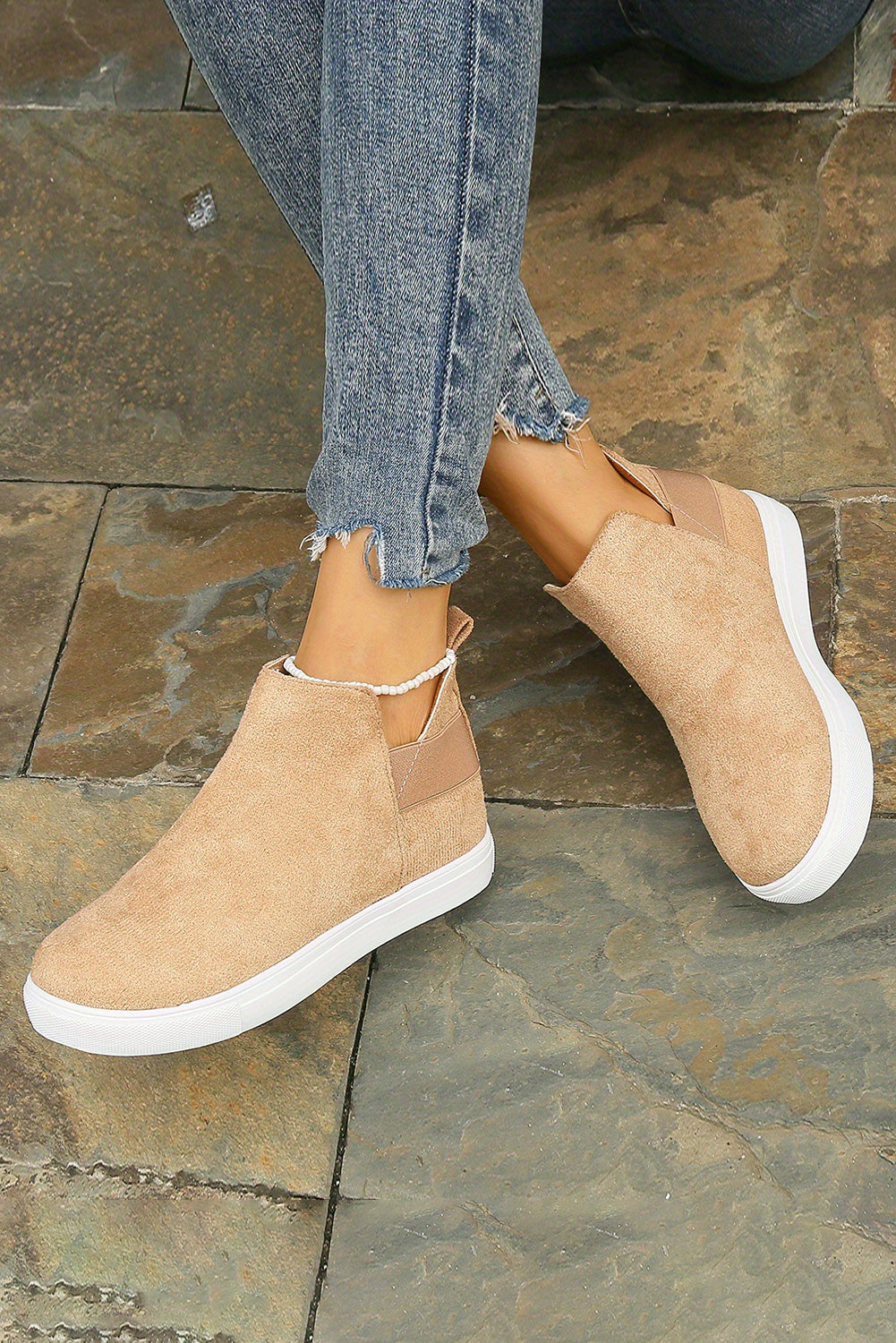 Camel High Top Slip-on Casual Sneakers