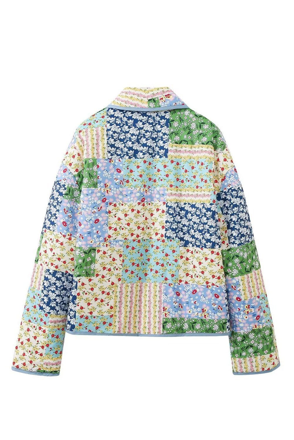 Multicolour Allover Floral Print Patchwork Coat