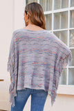 Round Neck Fringe Detail Sleeve Poncho - PD SECRET REALM