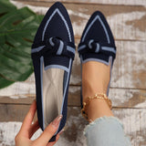 Bow Contrast Trim Point Toe Loafers - PD SECRET REALM