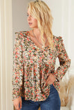 Floral V-Neck Babydoll Blouse - PD SECRET REALM