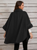 Fuzzy Trim Long Sleeve Poncho - PD SECRET REALM