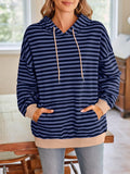 Lovelet Drawstring Striped Long Sleeve Hoodie - PD SECRET REALM