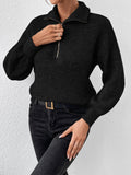 Honey Half Zip Dropped Shoulder Sweater - PD SECRET REALM