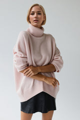 Turtleneck Dropped Shoulder Long Sleeve Sweater