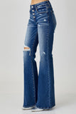 RISEN Distressed Button-Fly Flare Jeans - PD SECRET REALM