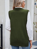 Buttoned Round Neck Sweater Vest - PD SECRET REALM