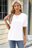 Round Neck Buttoned Short Sleeve T-Shirt - PD SECRET REALM