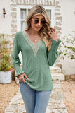 Eyelet V-Neck Smocked Flounce Sleeve Blouse - PD SECRET REALM