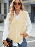 Cable Knit V-Neck Sweater Vest - PD SECRET REALM