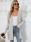 Pocketed Open Front Long Sleeve Cardigan - PD SECRET REALM