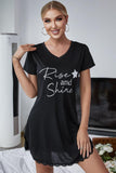 RISE AND SHINE Contrast Lace V-Neck T-Shirt Dress - PD SECRET REALM