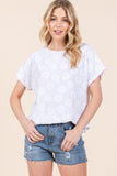 BOMBOM Floral Textured Short Sleeve T-Shirt - PD SECRET REALM