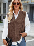 Cable Knit V-Neck Sweater Vest - PD SECRET REALM