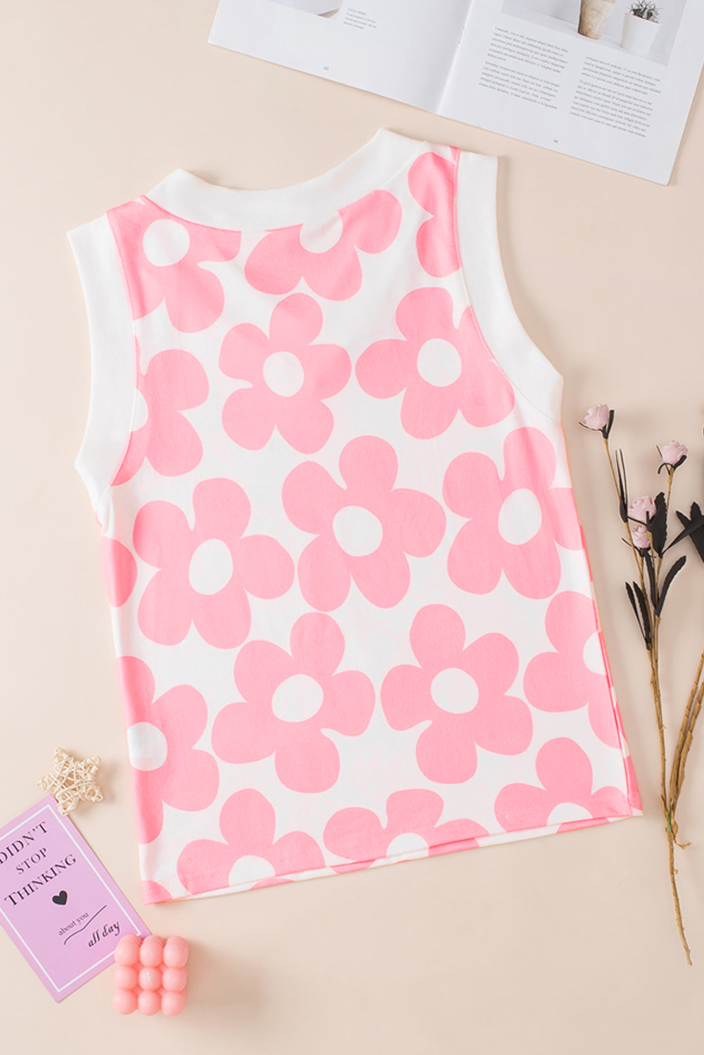 Flower Printed V-Neck Tank