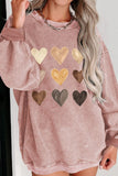 Heart Round Neck Dropped Shoulder Sweatshirt - PD SECRET REALM