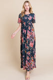 BOMBOM Floral Short Sleeve Maxi Dress - PD SECRET REALM