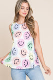 BOMBOM Smiley Face Round Neck Tank - PD SECRET REALM