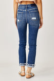 Risen Full Size High-Rise Frayed Cuffed Straight Jeans - PD SECRET REALM