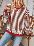 Lovelet Contrast Striped Long Sleeve Sweatshirt - PD SECRET REALM