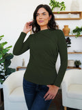 FAM-FAM Ruched Mock Neck Long Sleeve T-Shirt - PD SECRET REALM