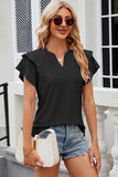 Eyelet Notched Flutter Sleeve T-Shirt - PD SECRET REALM