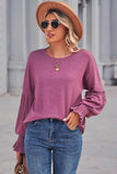 Round Neck Flounce Sleeve Blouse - PD SECRET REALM