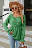 Round Neck Flounce Sleeve Blouse - PD SECRET REALM