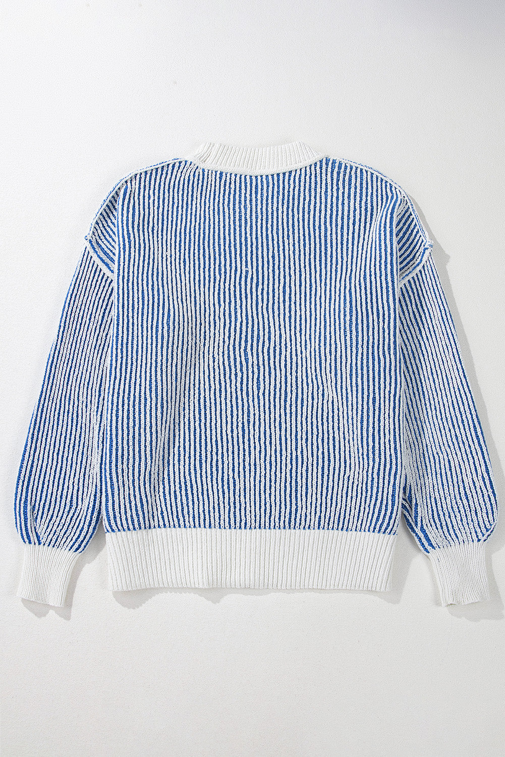 Chestnut Striped Contrast Trim Loose Sweater