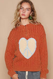 Cable-Knit Peace Patch Dropped Shoulder Sweater - PD SECRET REALM