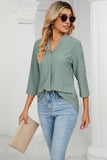 Eyelet Three-Quarter Sleeve Blouse - PD SECRET REALM