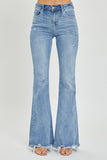 Risen Full Size High Rise Frayed Hem Flare Jeans - PD SECRET REALM