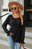 Round Neck Flounce Sleeve Blouse - PD SECRET REALM