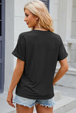 Eyelet Notched Short Sleeve T-Shirt - PD SECRET REALM