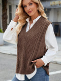 Cable Knit V-Neck Sweater Vest - PD SECRET REALM