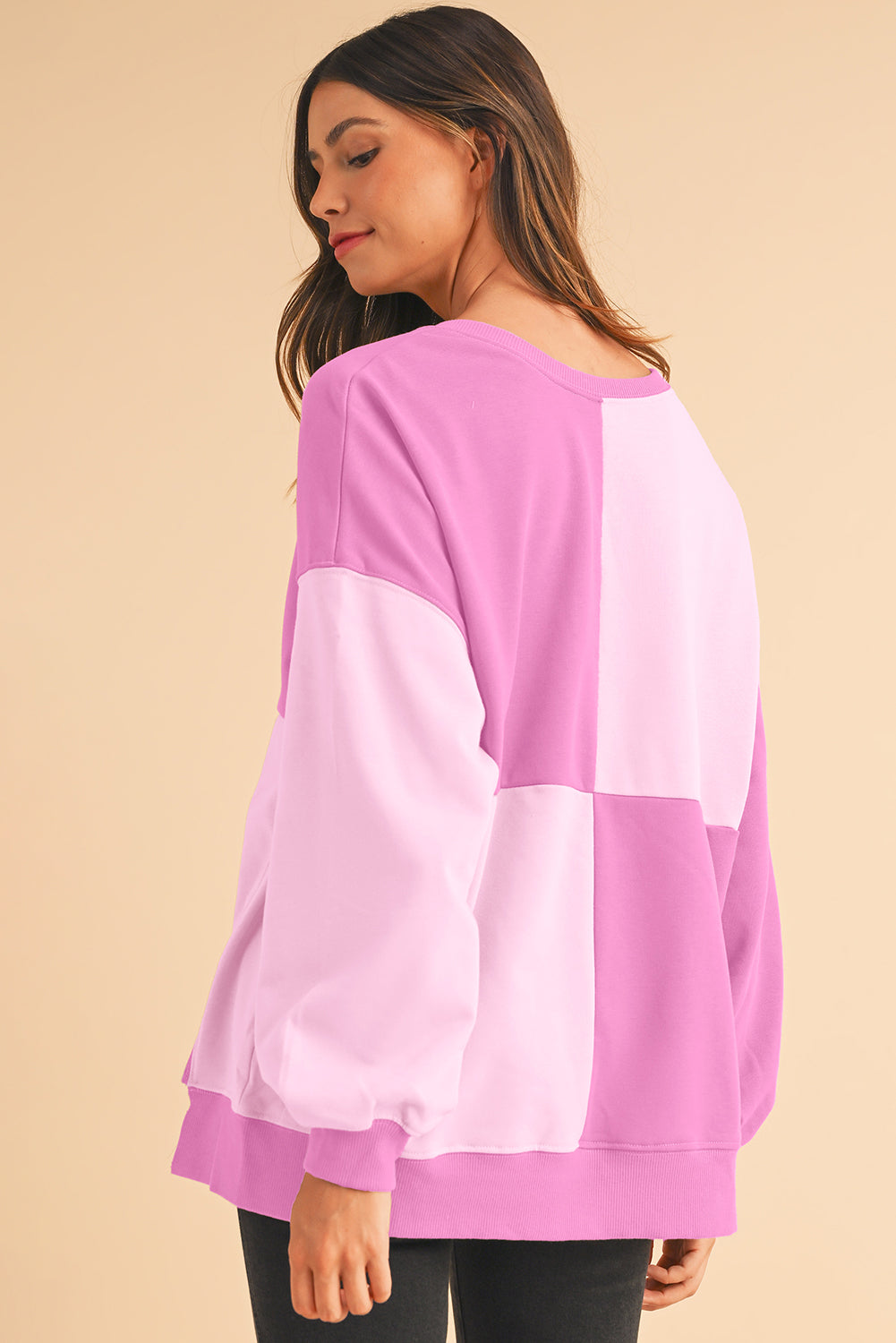 Parchment Colorblock Henley High Low Loose Sweatshirt