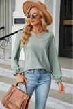 Round Neck Flounce Sleeve Blouse - PD SECRET REALM