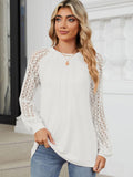 Round Neck Lace Long Sleeve Top - PD SECRET REALM