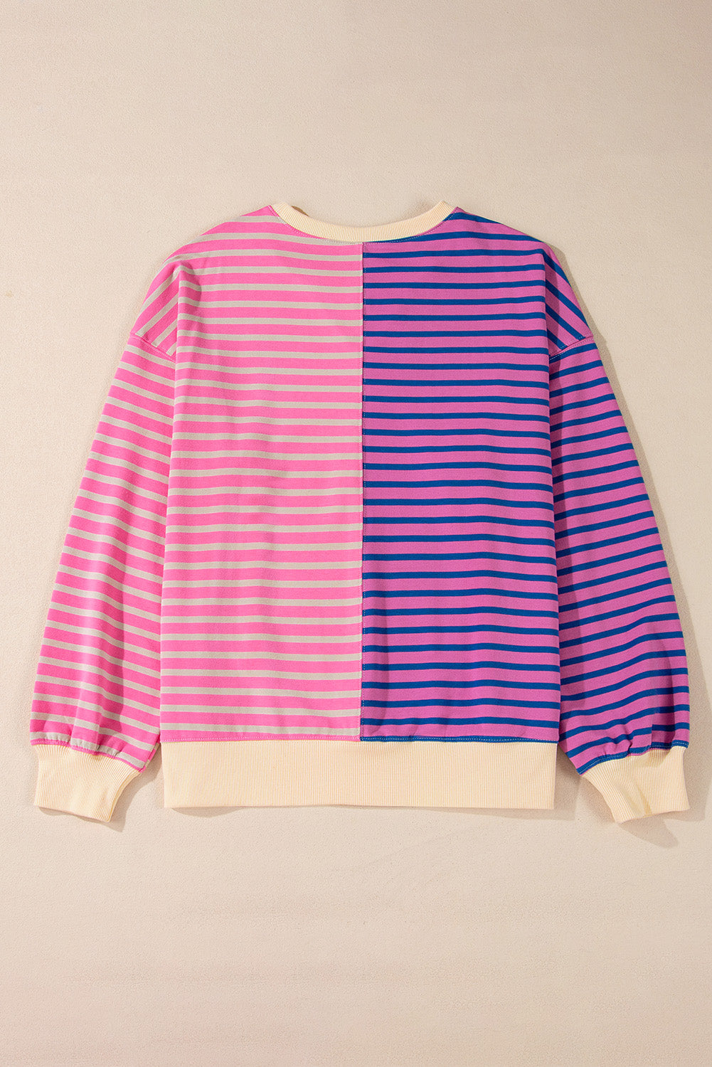 Green Stripe Colorblock Drop Shoulder Oversized Sweatshirt