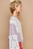 Lace Detail V-Neck Flare Sleeve Blouse - PD SECRET REALM