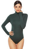 Ribbed Turtleneck Long Sleeve Bodysuit - PD SECRET REALM