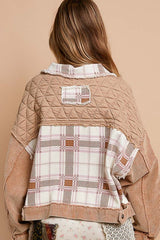 Corduroy Jacquard Patchwork Button Up Jacket