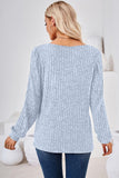 Ribbed Square Neck Long Sleeve T-Shirt - PD SECRET REALM