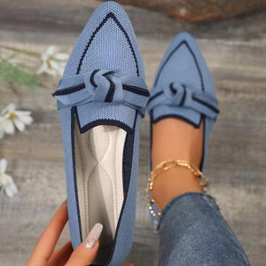 Bow Contrast Trim Point Toe Loafers - PD SECRET REALM