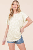 BOMBOM Textured Floral Pattern Short Sleeve T-Shirt - PD SECRET REALM