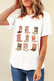 Boot Graphic Round Neck Short Sleeve T-Shirt - PD SECRET REALM