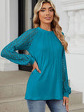 Round Neck Lace Long Sleeve Top - PD SECRET REALM