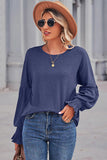 Round Neck Flounce Sleeve Blouse - PD SECRET REALM