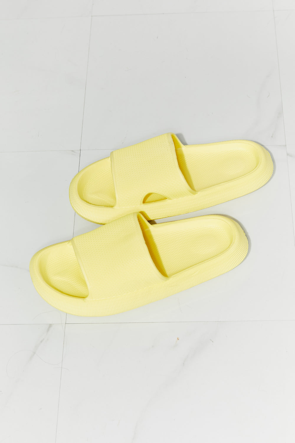 MMShoes Arms Around Me Open Toe Slide in Yellow - PD SECRET REALM